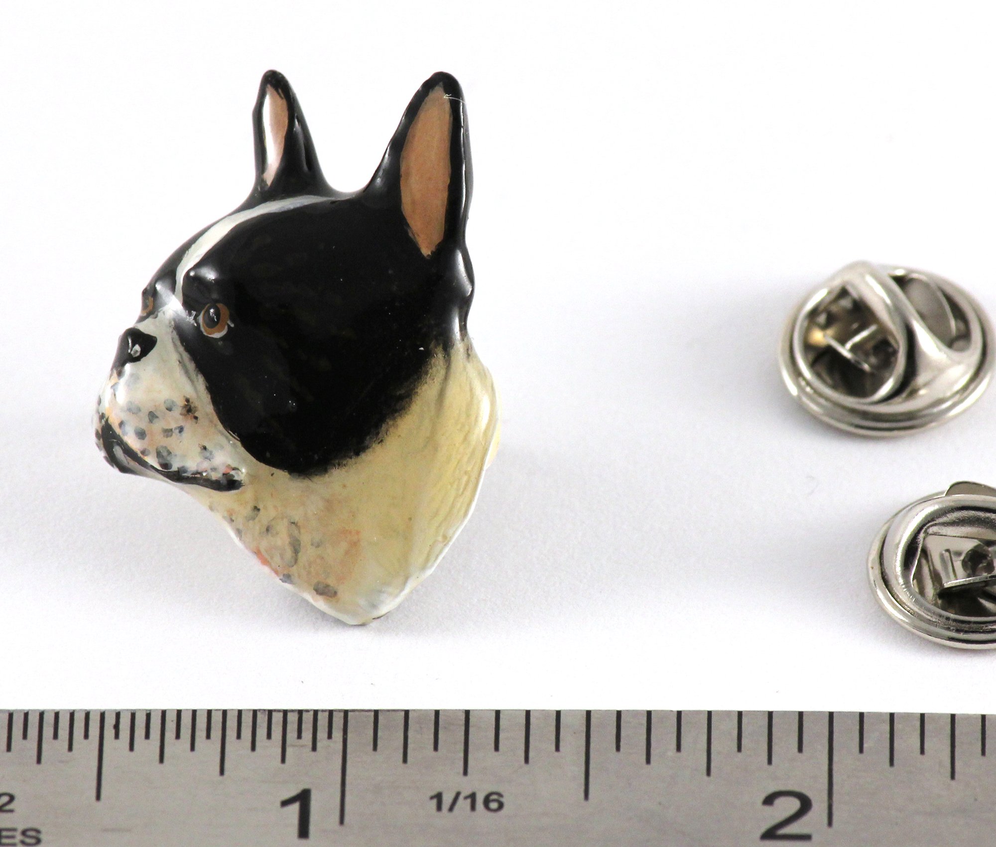 Creative Pewter Designs Boston Terrier Pin, Hand Painted, DP034, 1 Inch, Handmade in The USA, Realistic Terrier Dog, Metal, Lapel Pin, Hat Pins, Hat, Brooch, Gift, Over 90 Dog Breeds Available