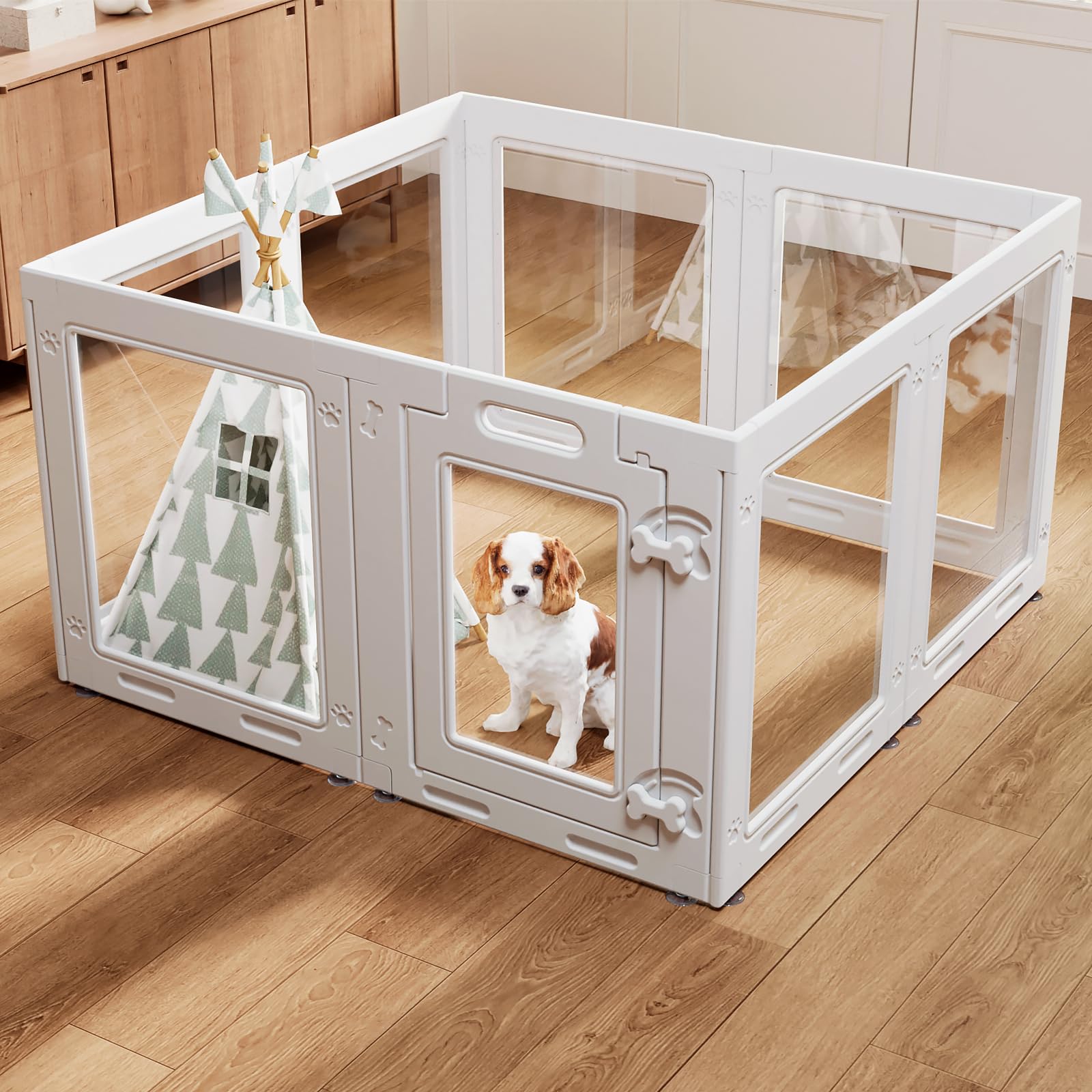 Photo 1 of Clear Acrylic Dog Play Pen Indoor (White, 23.6H, 04)