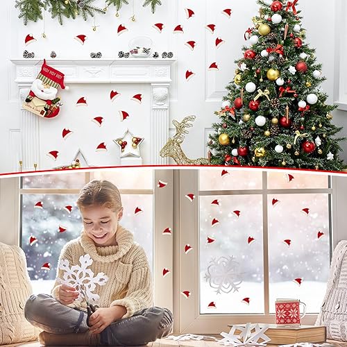 Miniatura 4 de 60 calcomanías de fieltro para sombrero de Papá Noel para niños, Navidad con purpurina 3D, sombrero de Papá Noel, gorra de Santa con purpurina,