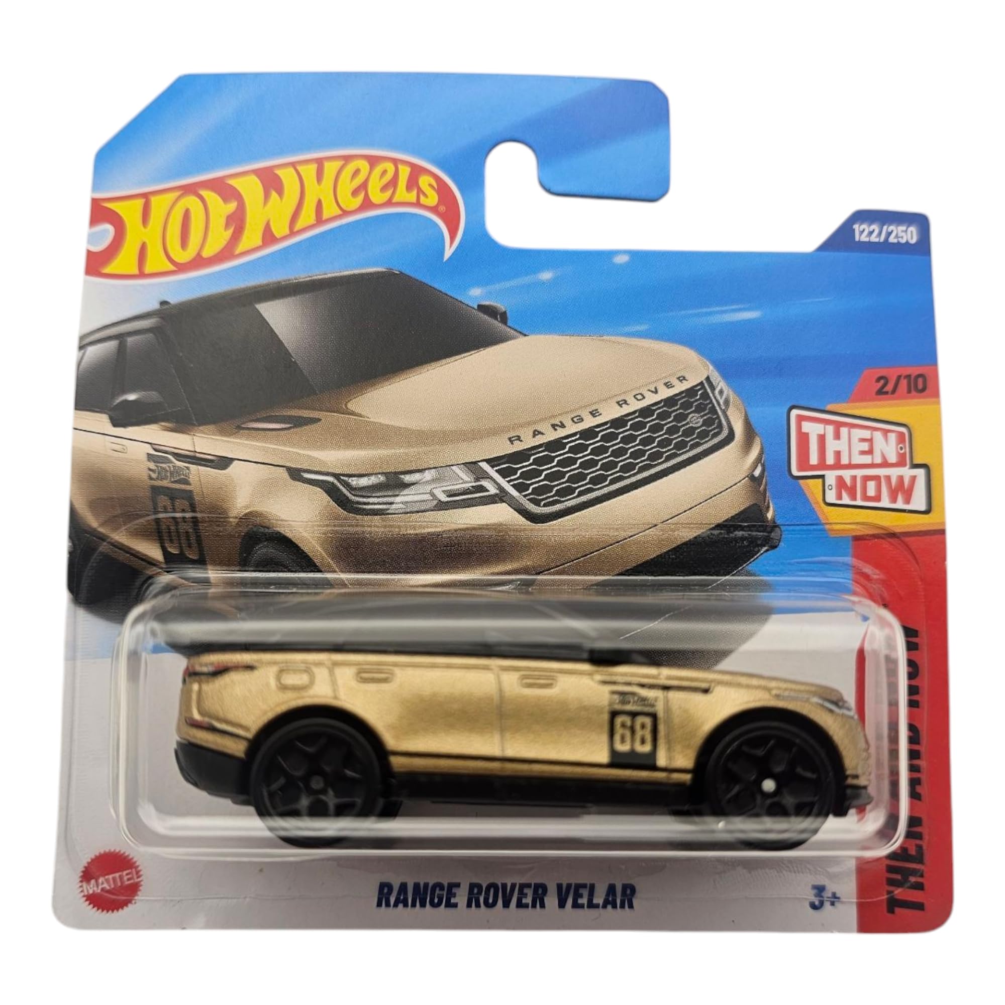 Hot WheelsRange Rover Velar Age 3+, Then & Now Series, 2/10, Gold, Die-Cast Model Car
