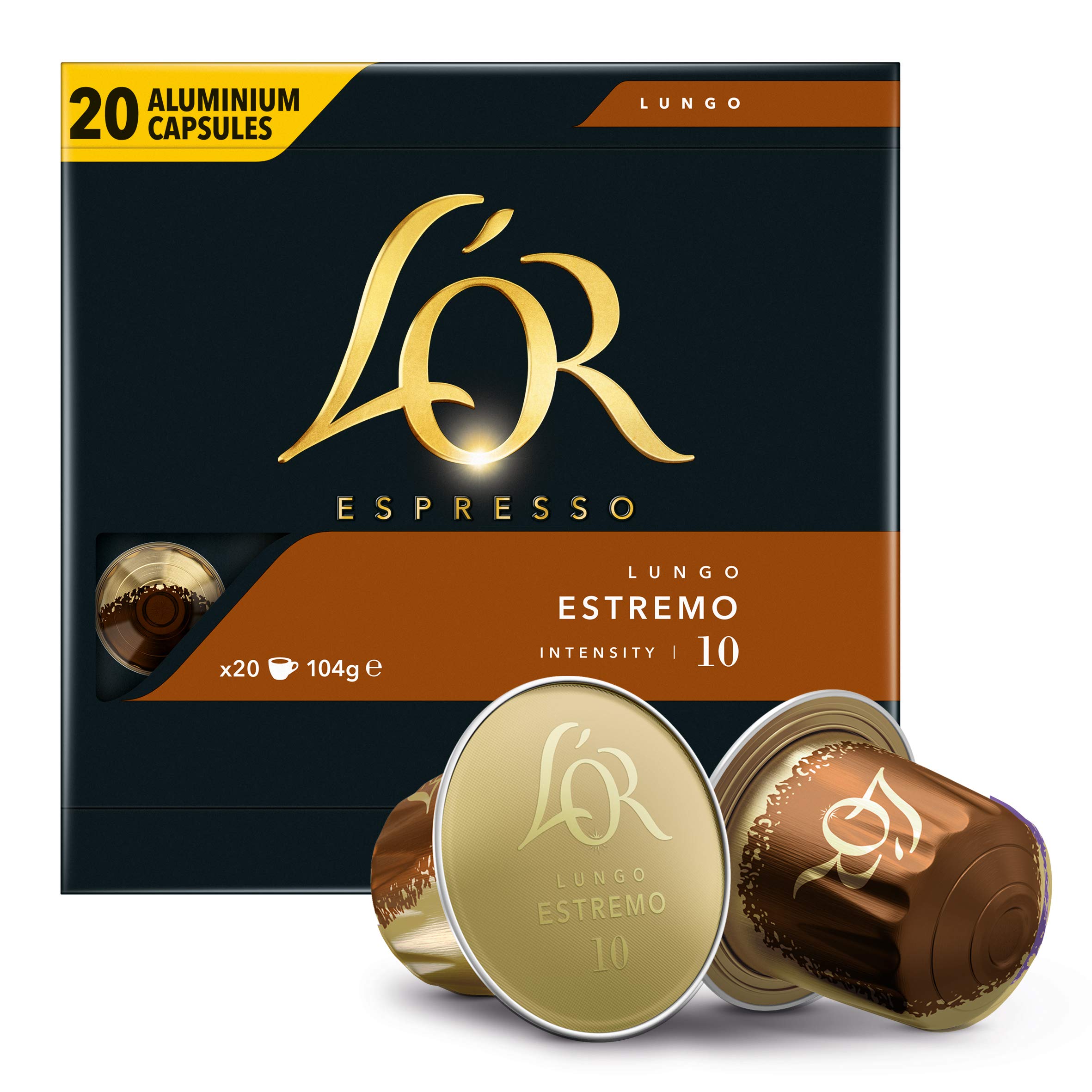 L'OR Lungo kapsułki do kawy Nespresso, 20 sztuk, kompatybilne z nutami pikantnymi z certyfikatem UTZ, Lor Estremo 104 g