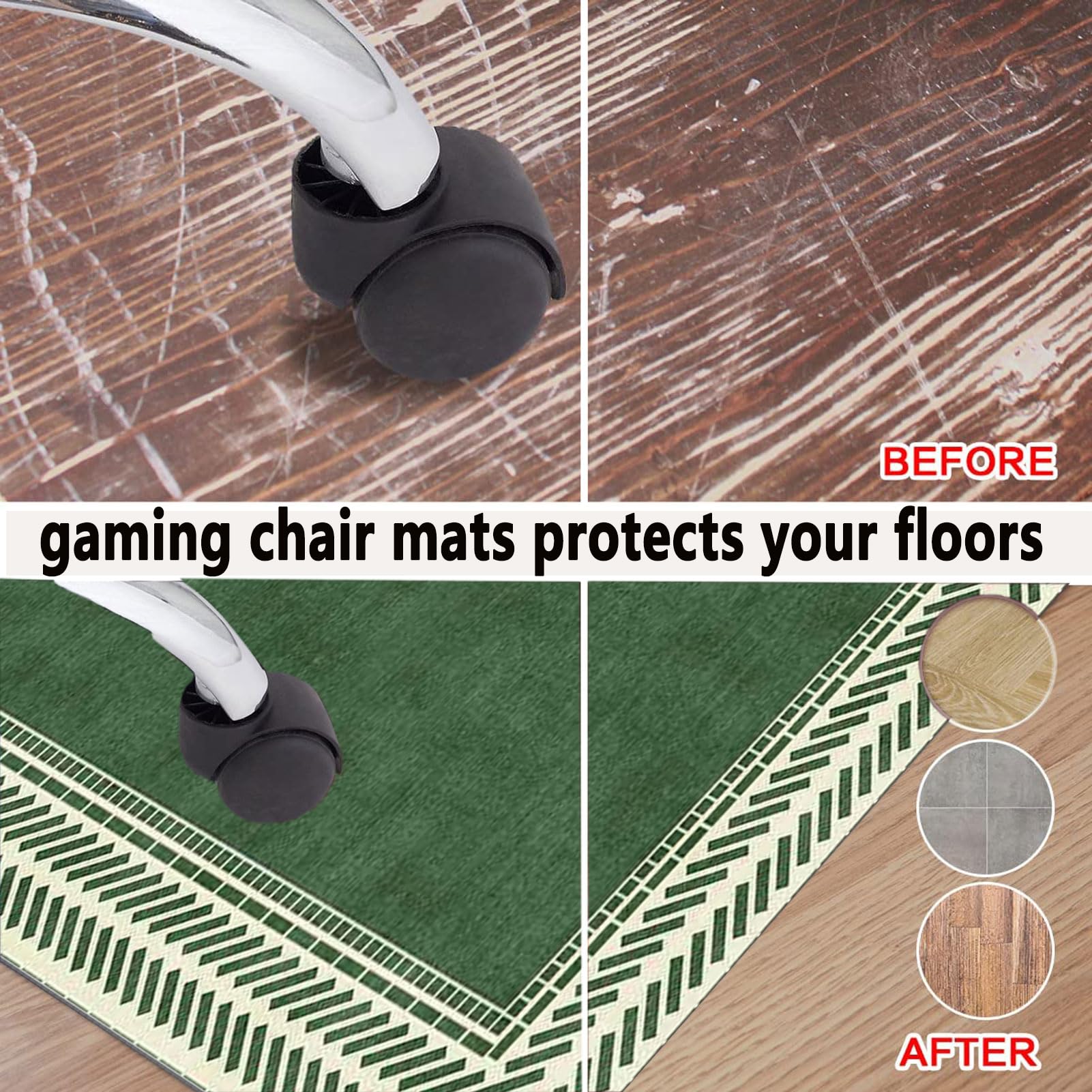 Rutschfeste Gaming-Stuhlmatte, 100 x 120 cm, Bodenschutz für Büro und Zuhause, rechteckige Matte für Stühle, Gaming-Zubehör