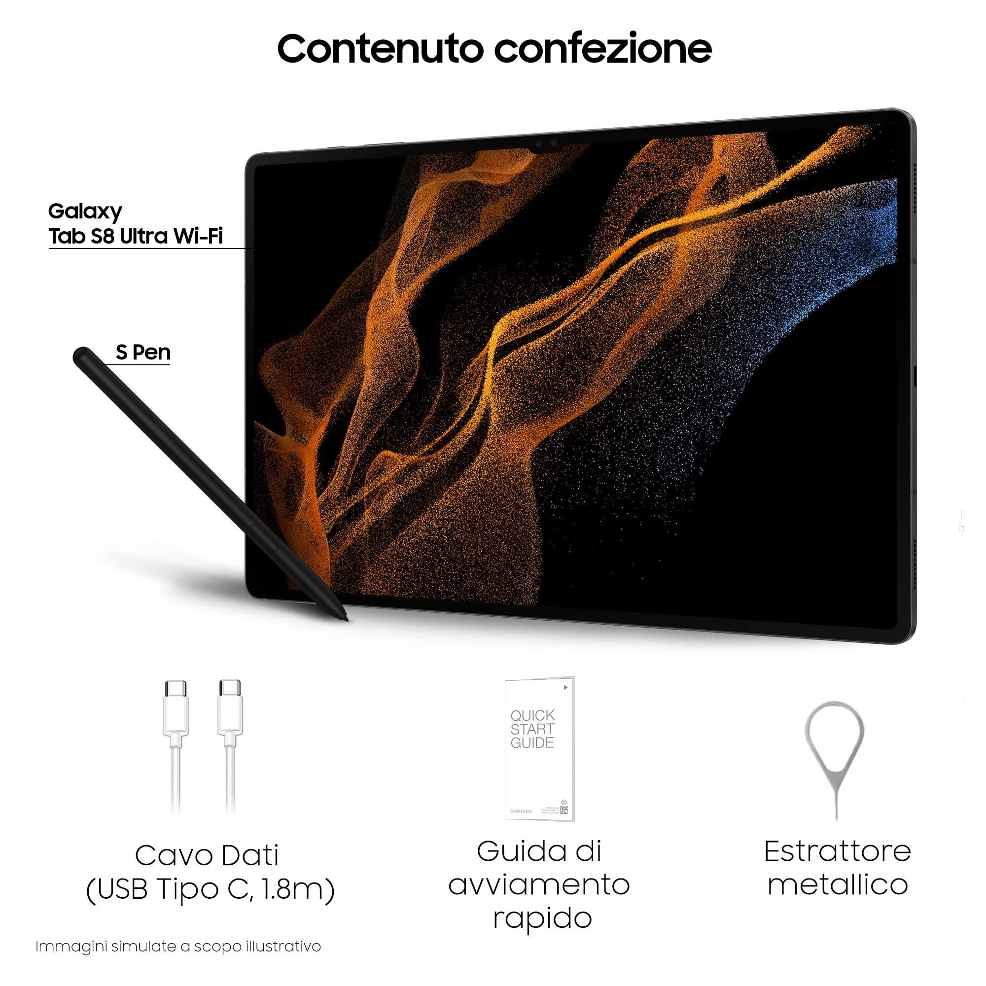 Samsung Galaxy Tab S8 Ultra tablet z Wi-Fi, 14,6 cala, 12 GB, 256 GB, Android 12 grafitowy, wersja włoska, 2022