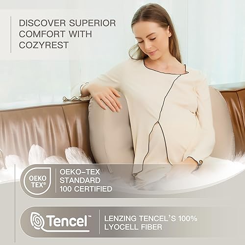 Miniatura 2 de Almohada de embarazo, almohada corporal ajustable, almohada refrescante de maternidad, funda lavable de Tencel Lyocell, almohada de viaje, almohada