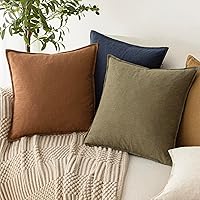 Vista 161 de Foindtower Paquete de 2 fundas de almohada decorativas de lino y liso, funda de cojín decorativa suave, estilo bohemio campestre para silla, sofá