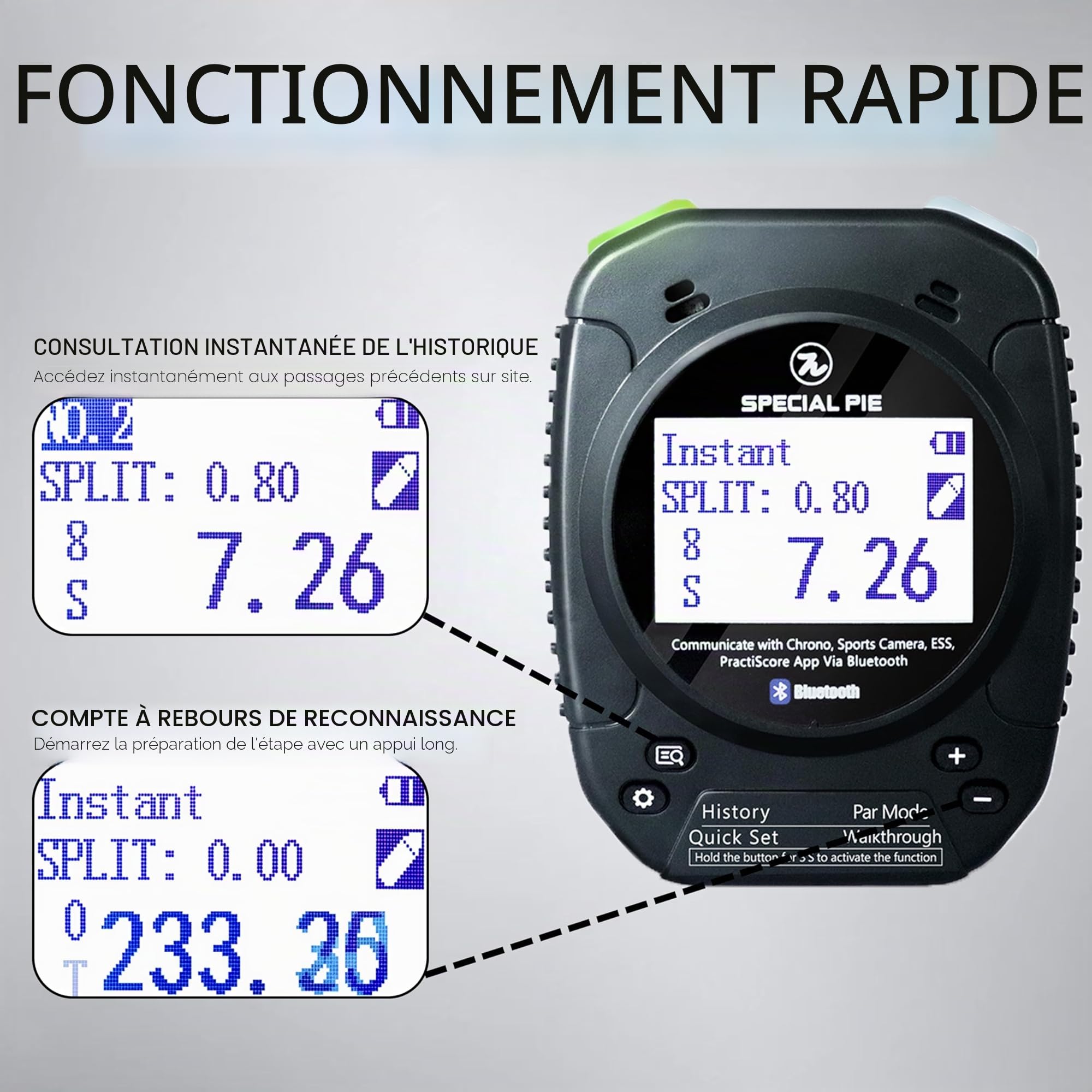 Shot Timer – Idéal pour tireurs et Range Officers dans Les compétitions USPSA, IPSC, IDPA, Cas, PRS et Steel Challenge (Noir)