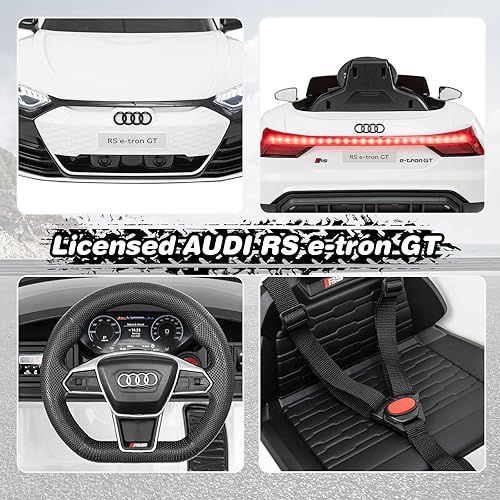Miniatura 3 de OLAKIDS Vehículo eléctrico para niños de 12 V, con licencia Audi RS e-tron GT con control remoto, juguete alimentado por batería para niños pequeños