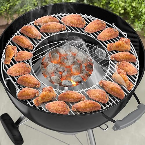 Miniatura 5 de onlyfire Soporte de Briquet de Carbón de Acero Inoxidable Barbacoa Whirlpool para Weber 26" Kettle Charcoal Grills