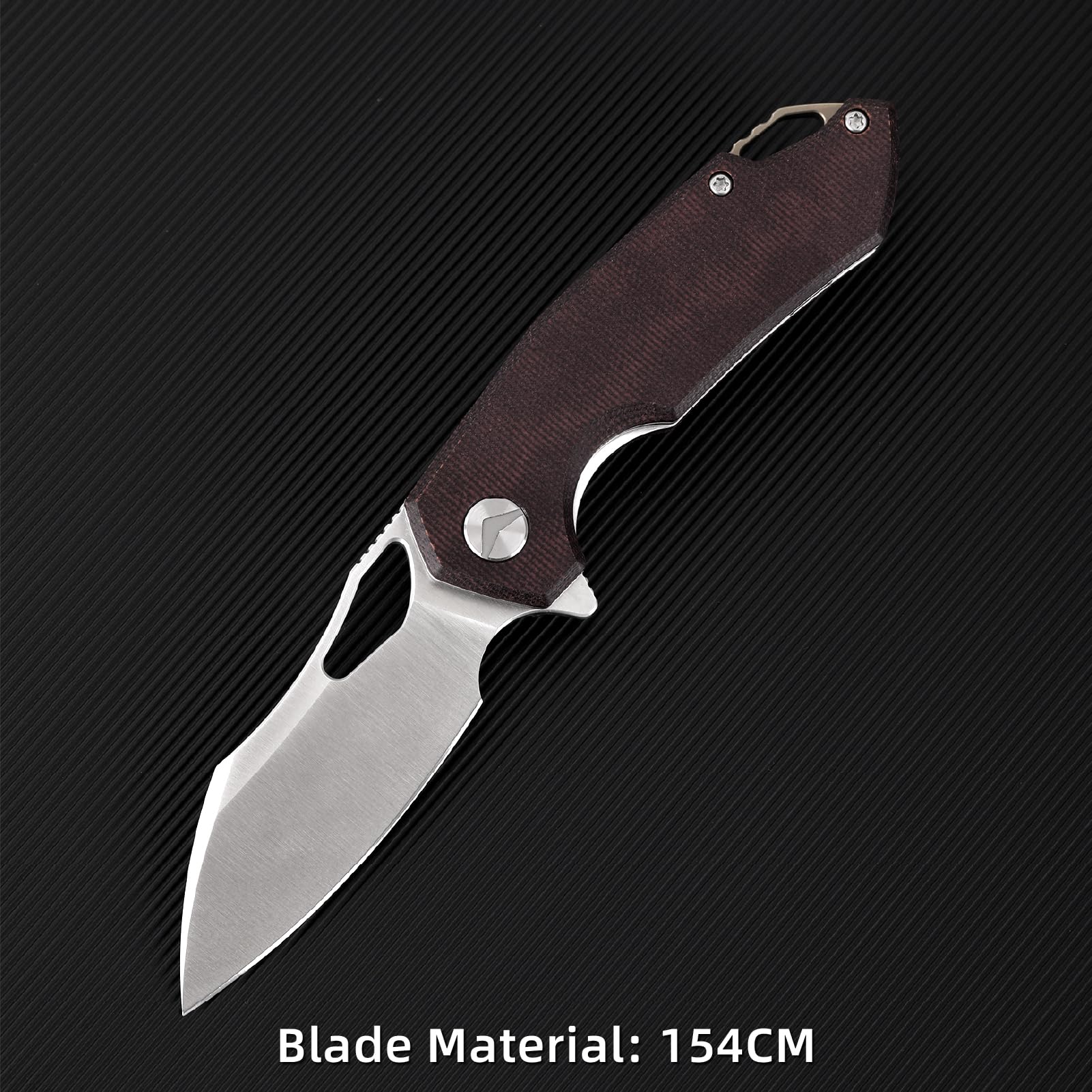 Taschenmesser für Männer, 154CM Stahl, EDC Einhandmesser Jagdmesser Camping-Klappmesser mit für Outdoor, Überleben, Jagd und Camping (Rot)