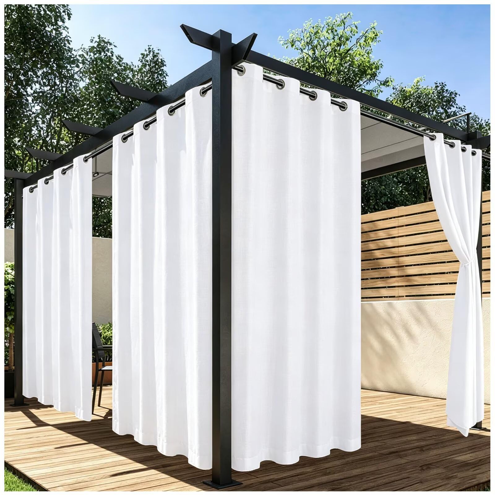 Lot de 2 Rideaux Pergola Extérieur Anti Soleil Œillets 2.15x2.75m