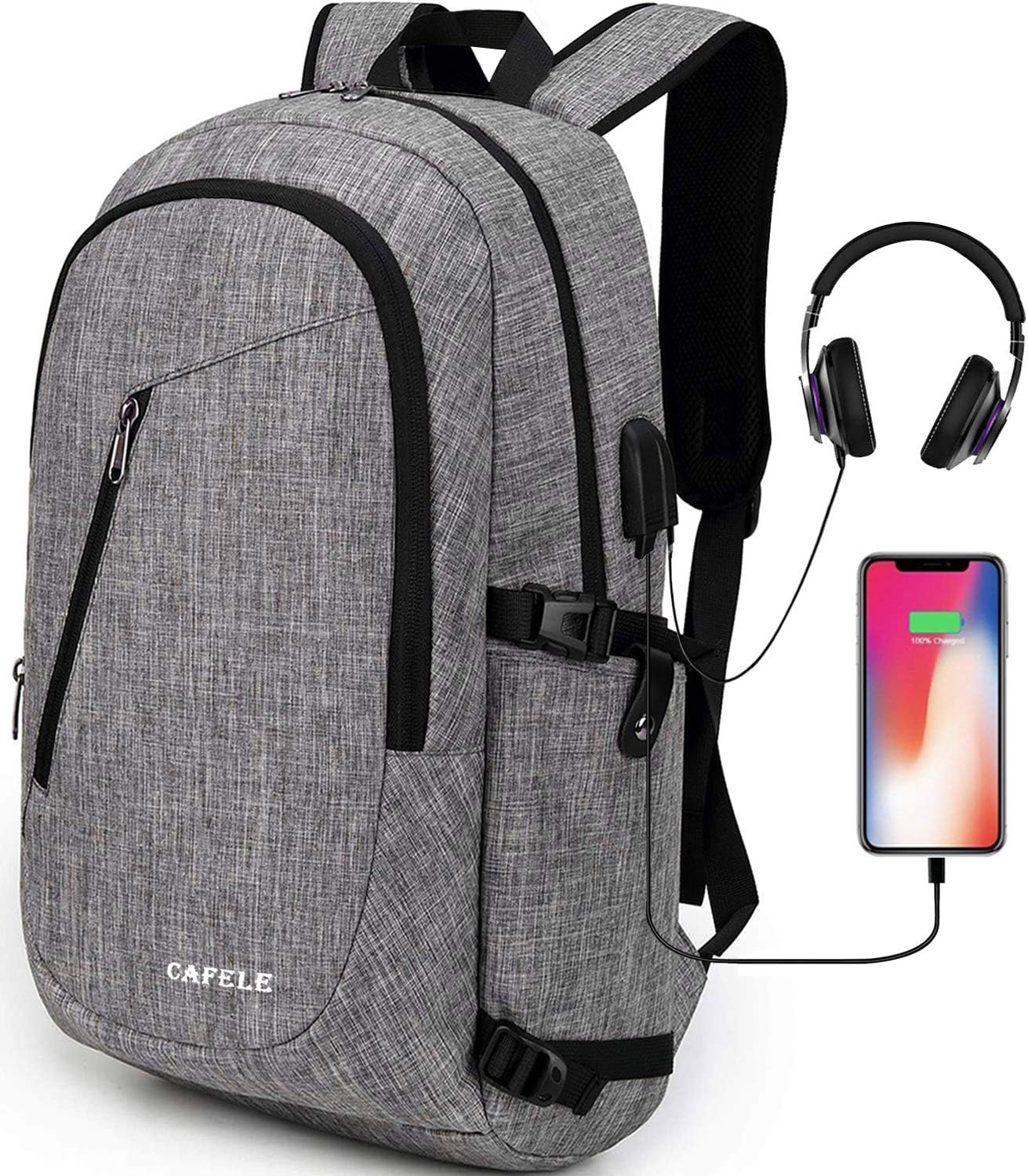Cafele Laptop Backpack Anti-Theft Water Resistant Bookbag for Trip School w/USB : Electronics