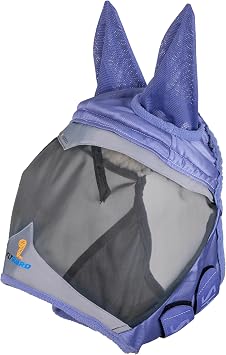 Shires FlyGuard Pro Fine Mesh Fly Mask with UV Protection Sky/Ears/Extra Extra Full