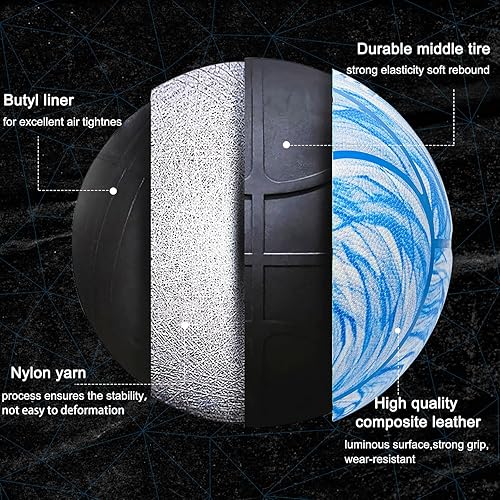 Miniatura 4 de Kuangmi Balón de baloncesto que brilla en la oscuridad, bola de cuero compuesto luminosa que brilla intensamente, regalos para hombres, mujeres,