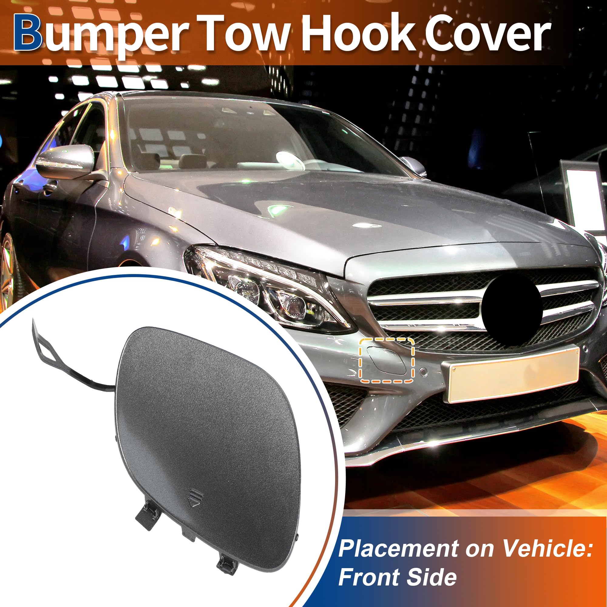 A ABSOPRO Copertura gancio traino paraurti anteriore per Mercedes-Benz Classe C W205 2014-2018 Codice articolo: A2058850024 - Confezione da 1 Grigio Selenite metallizzato