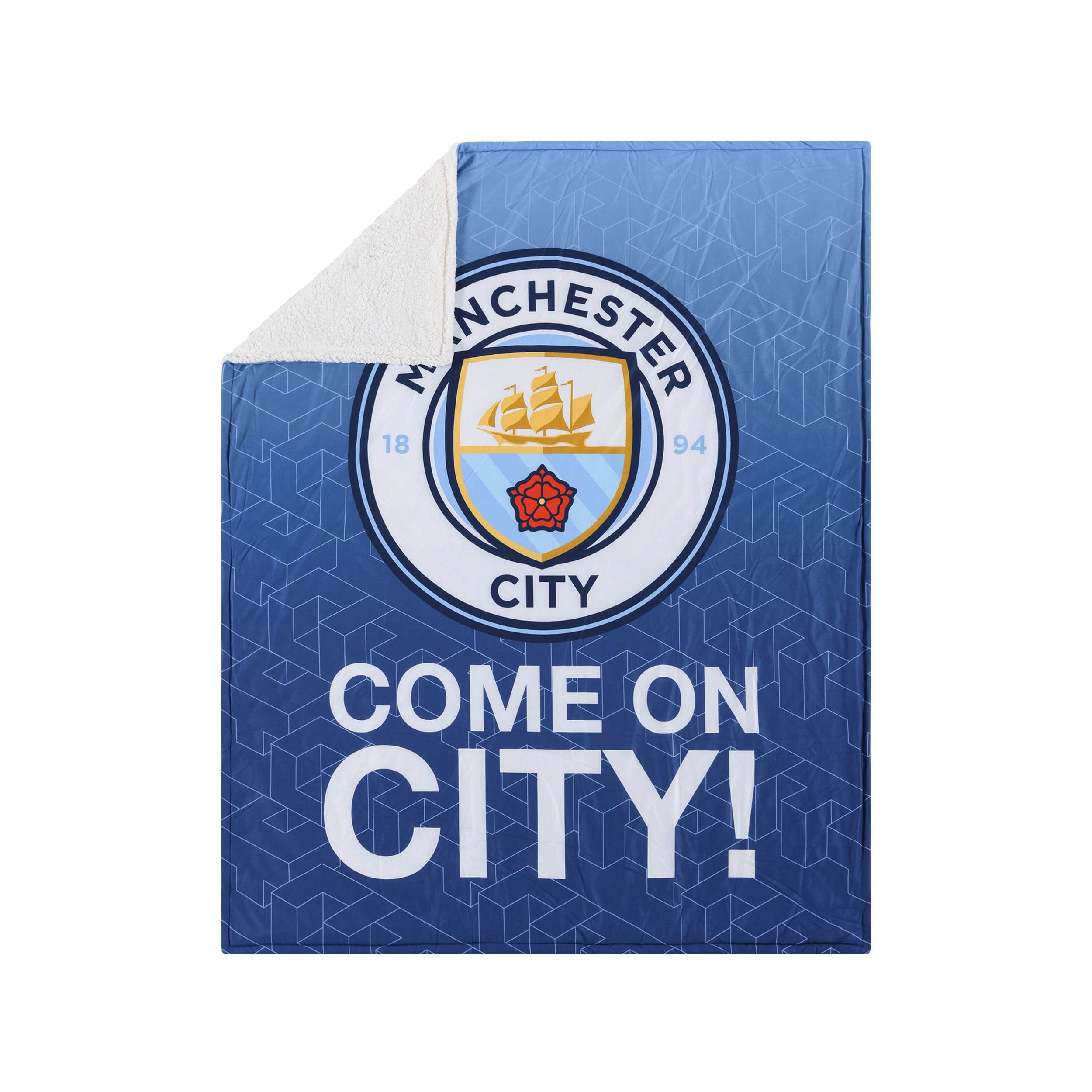 Foco Manchester City Premier League Football Fan Sherpa Plush Throw Blanket