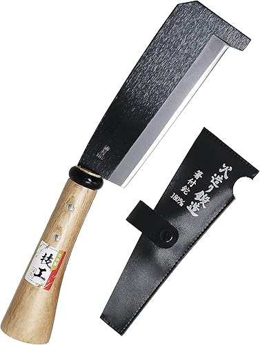 KAKURI Herramienta de hacha japonesa NATA con punta sobresaliente de 7 pulgadas [bisel único] fabricada en Japón, herramienta de hacha de jardín