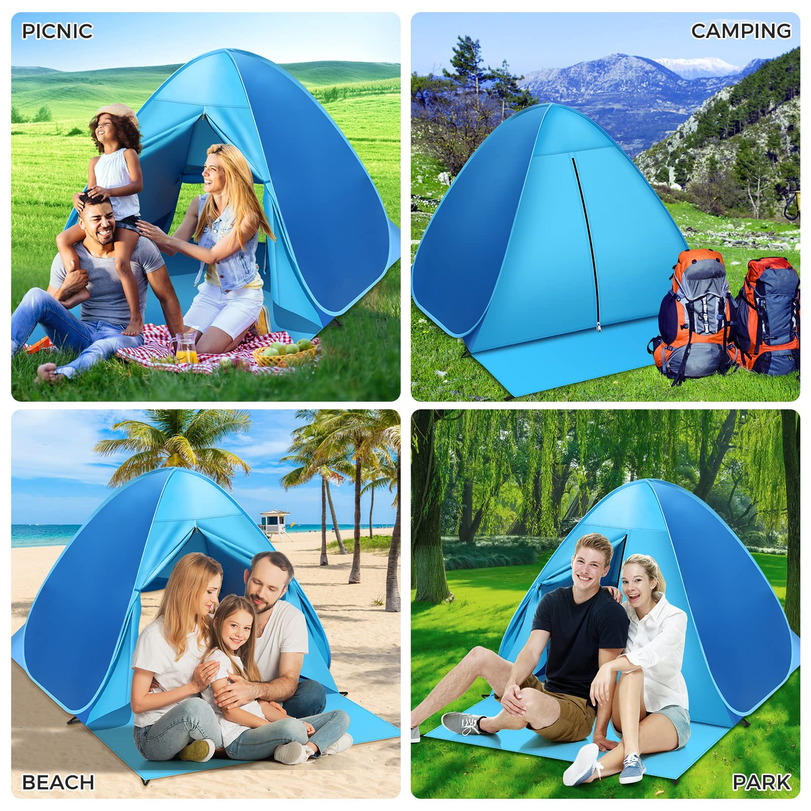 Amazon.co.jp: zerotop ポップアップビーチテント UPF 50+ ビーチ