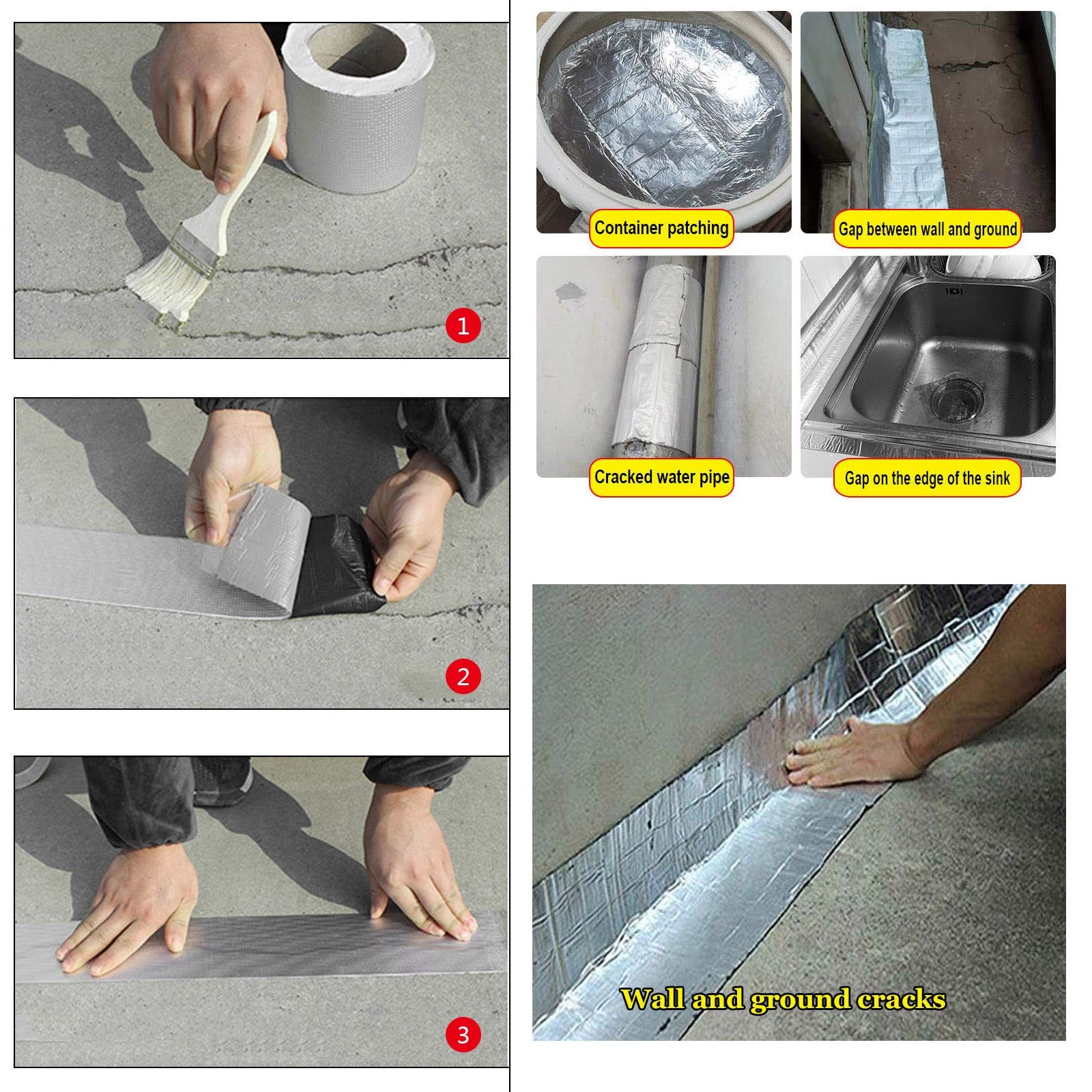 Cinta impermeable de butilo, para cinta de reparación de tuberías con fugas, cinta de reparación súper impermeable, para sellado de ventanas y tuberías, toldo, cinta de sellado de fugas en el techo,