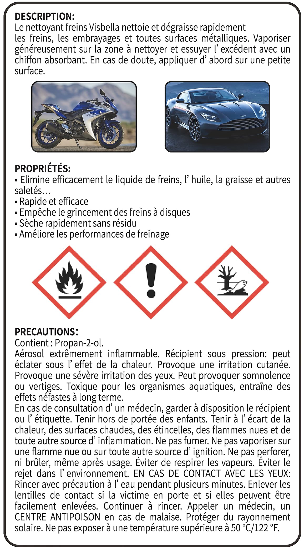 Théo Lot de 24 Nettoyants Freins 600ml - Haute Pression constante - sans Laisser de Film - pour Les Mécaniciens en Atelier Automobile