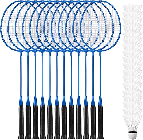 Wettarn 12 raquetas de bádminton con 18 raquetas de bádminton de nailon, raqueta de bádminton a granel, juego de lanzadera de bádminton para