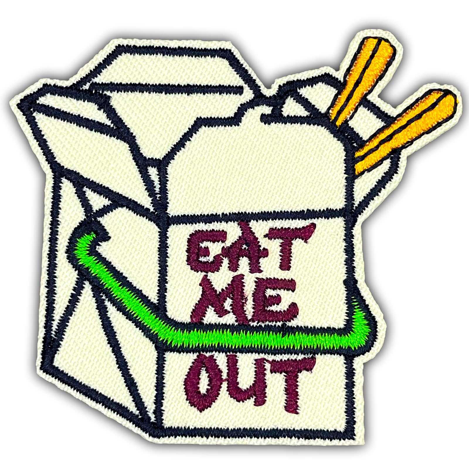 Iron On Patches, EAT ME Out Embroidered Jean Patches, Funny Sew On Patche, Joke Applique DIY Accessories Repair Emblem for Clothes, Vest Jackets, Jeans, Backpacks & Hats.
