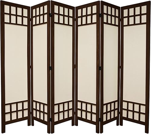 Miniatura 8 de Oriental Furniture - Divisor de habitación de tela para ventana de 5 12 pies de alto, color blanco quemado, 4 paneles
