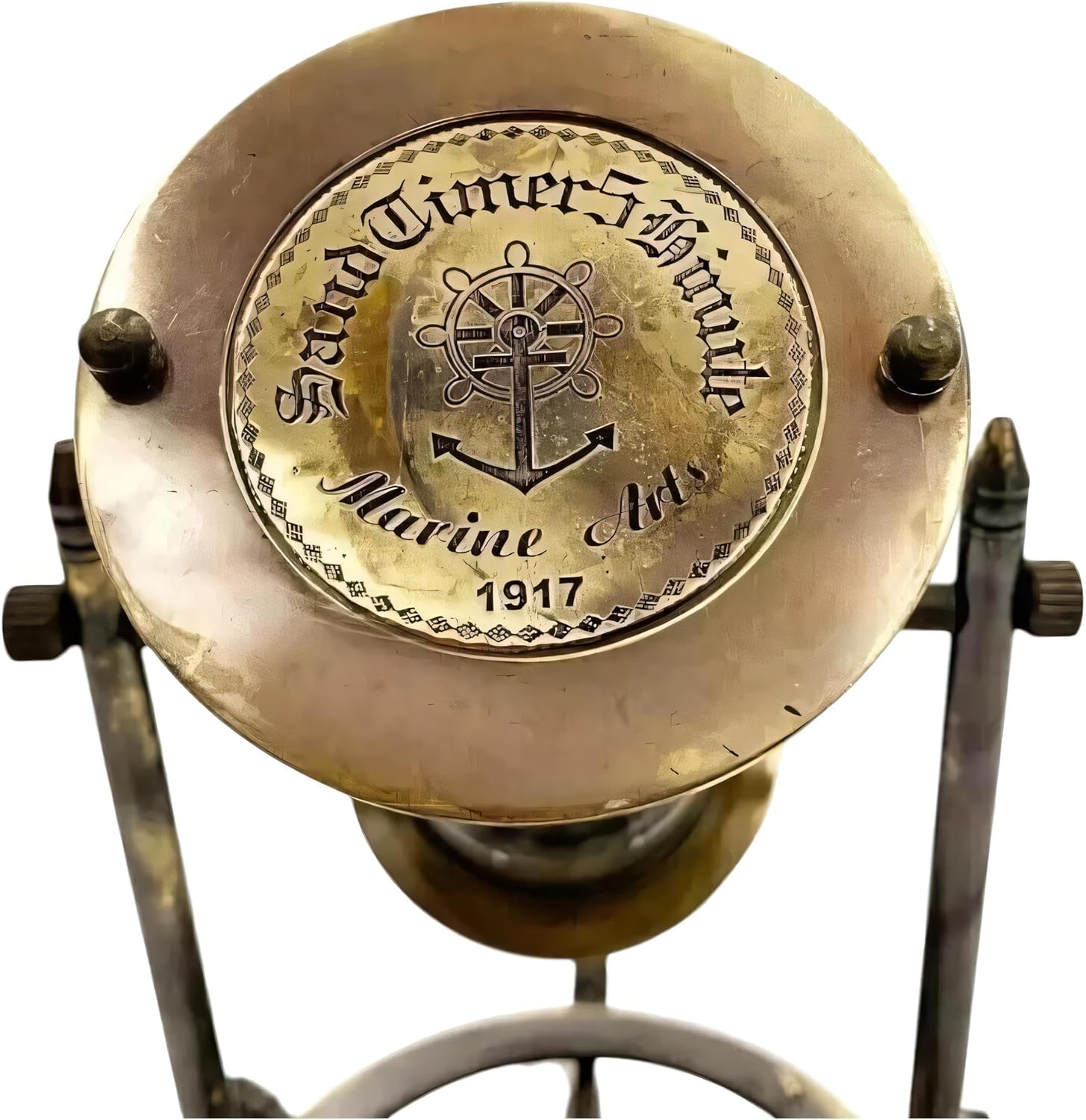 Vintage Brass Sand Timer Hourglass with Black Sand – Nautical Maritime Decorative Timer for Home, Office Desk, Study & Gift – Antique Style Collectible Hour Glass