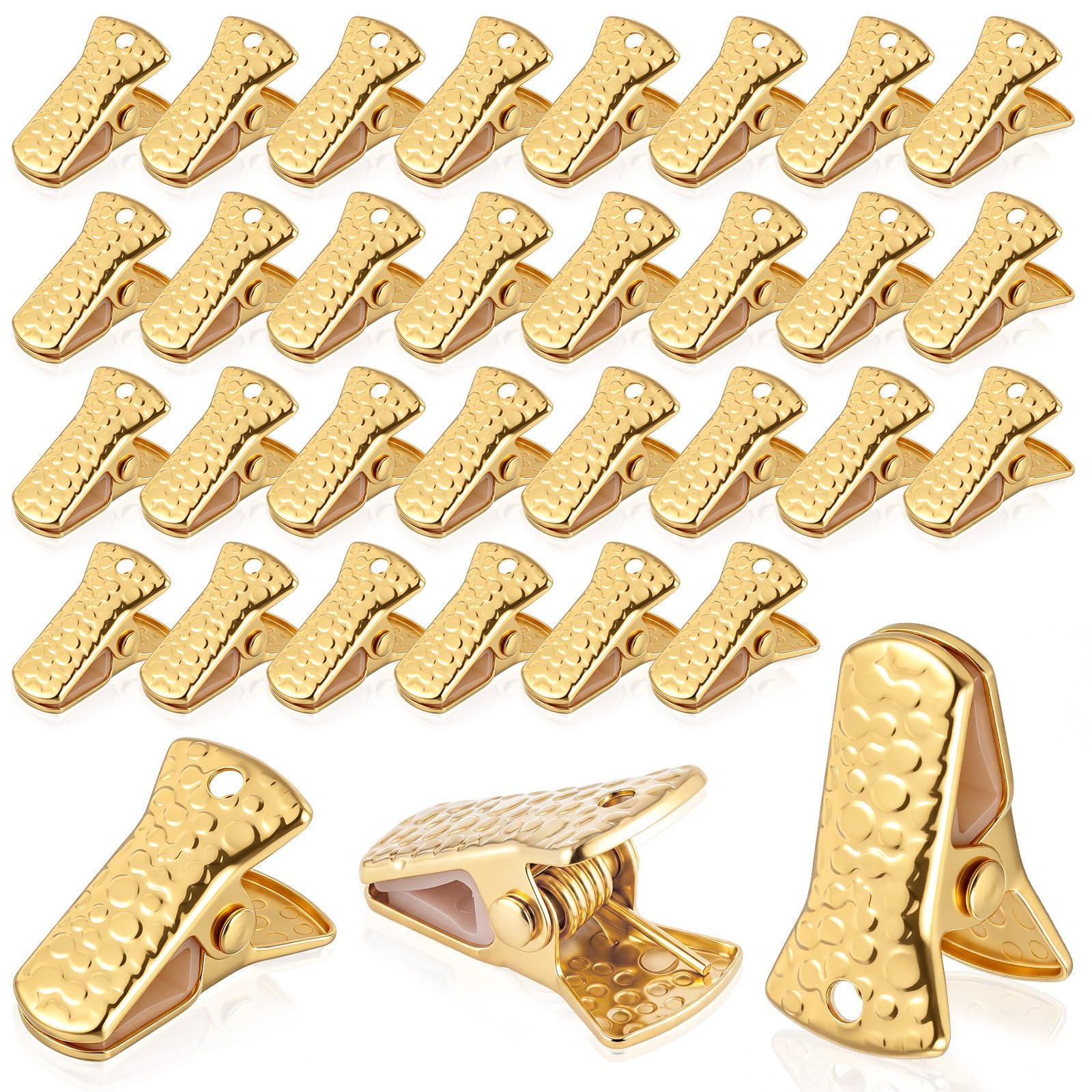 Geyoga 100 Pcs Small Metal Alligator Clips for Craft, Gold, Pattern