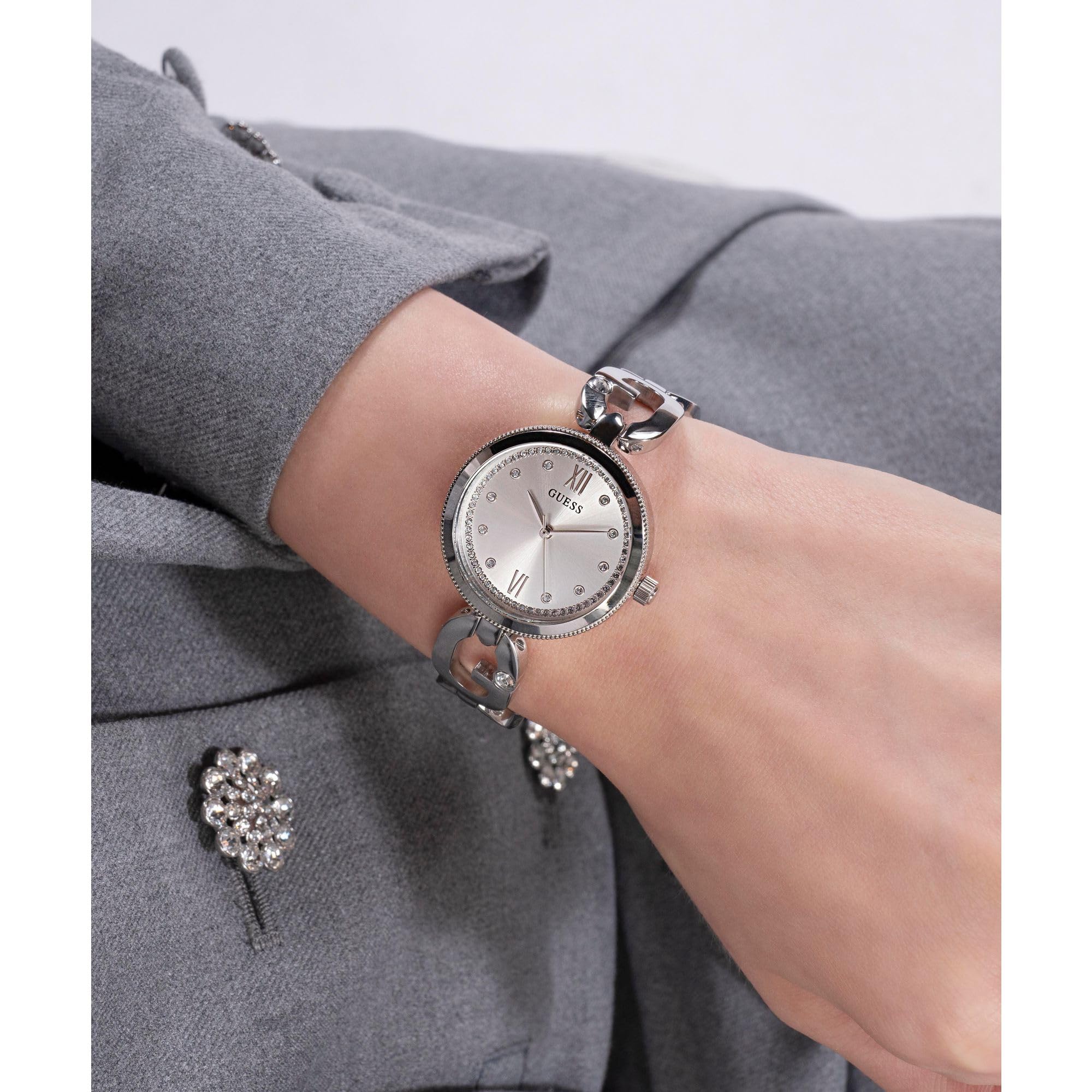 GUESS Damen Uhr Armbanduhr Empower Edelstahl