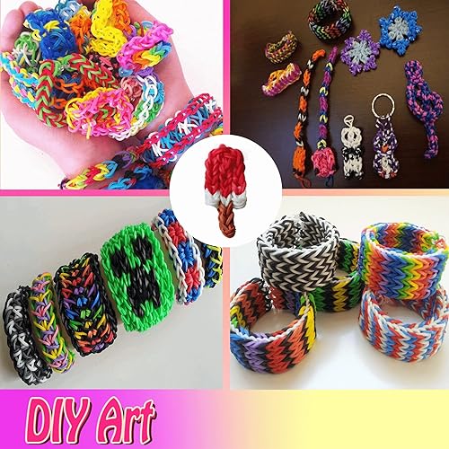 Miniatura 8 de Banda de goma de 900 colores mixtos luminosos con 24 clips en S y 1 ganchillo pequeño, elástico.