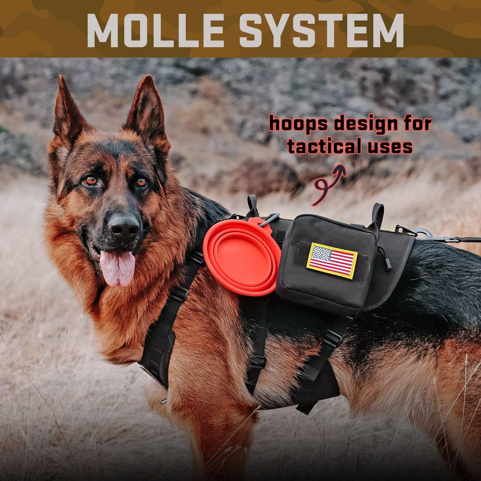 Forestpaw Dog Harness Medium Sized,Tactical Dog Harness with Handle,No Pull Military Style Service Dog Vest with Pockets Adjustable for Medium Dogs,Black,Chest 19.5-41.5" - image 4
