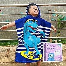 Kids Dinosaur Hooded Poncho Towel for Gifting | Birthday Gift for 1-7 yrs | Cozy Baby Towels for Bath, Beach & Pool | Perfect Birthday Party, School Party, Return Gift (Blue Dino)