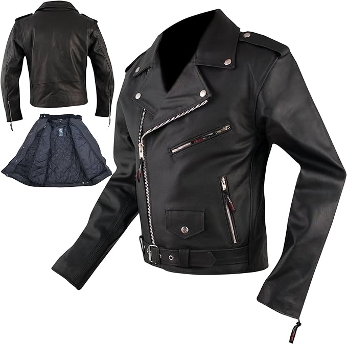 A-Pro Custom Moto Cuero Chaqueta Chaqueta Vintage Retro Classic Bikers Clavo