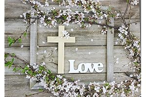 BELECO Rustic Wooden Board Wood Cross Easter Backdrop for Church