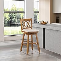 Vista 62 de Home Brookline Swivel Bar Stool Chair with 360° Turn Mechanism, Rustic Farmhouse Stools for Kitchen Counter with Cushion, 24" Seat Height, Black