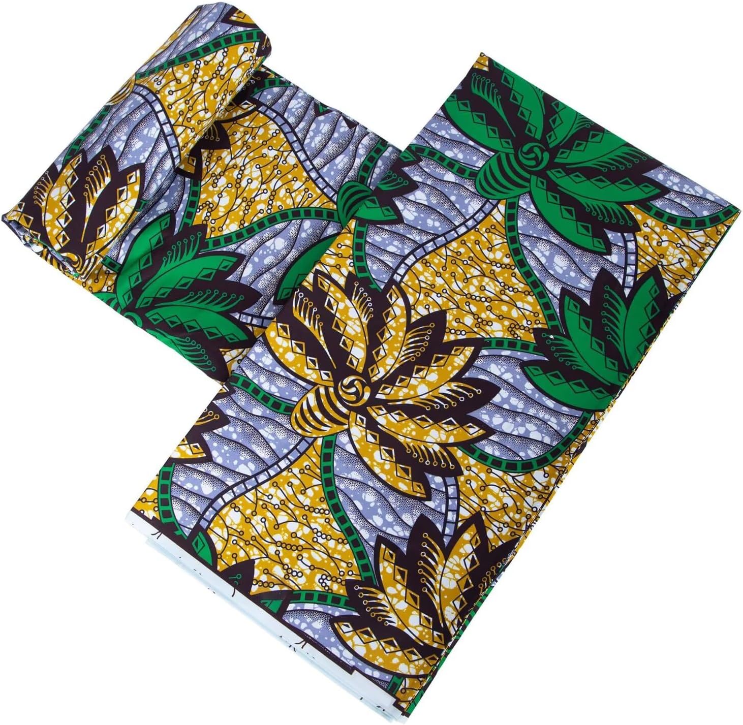 African Fabric 6 Yards Ankara Polyester Fabric Wax Print Kente Cloth for Dashiki Party Dress