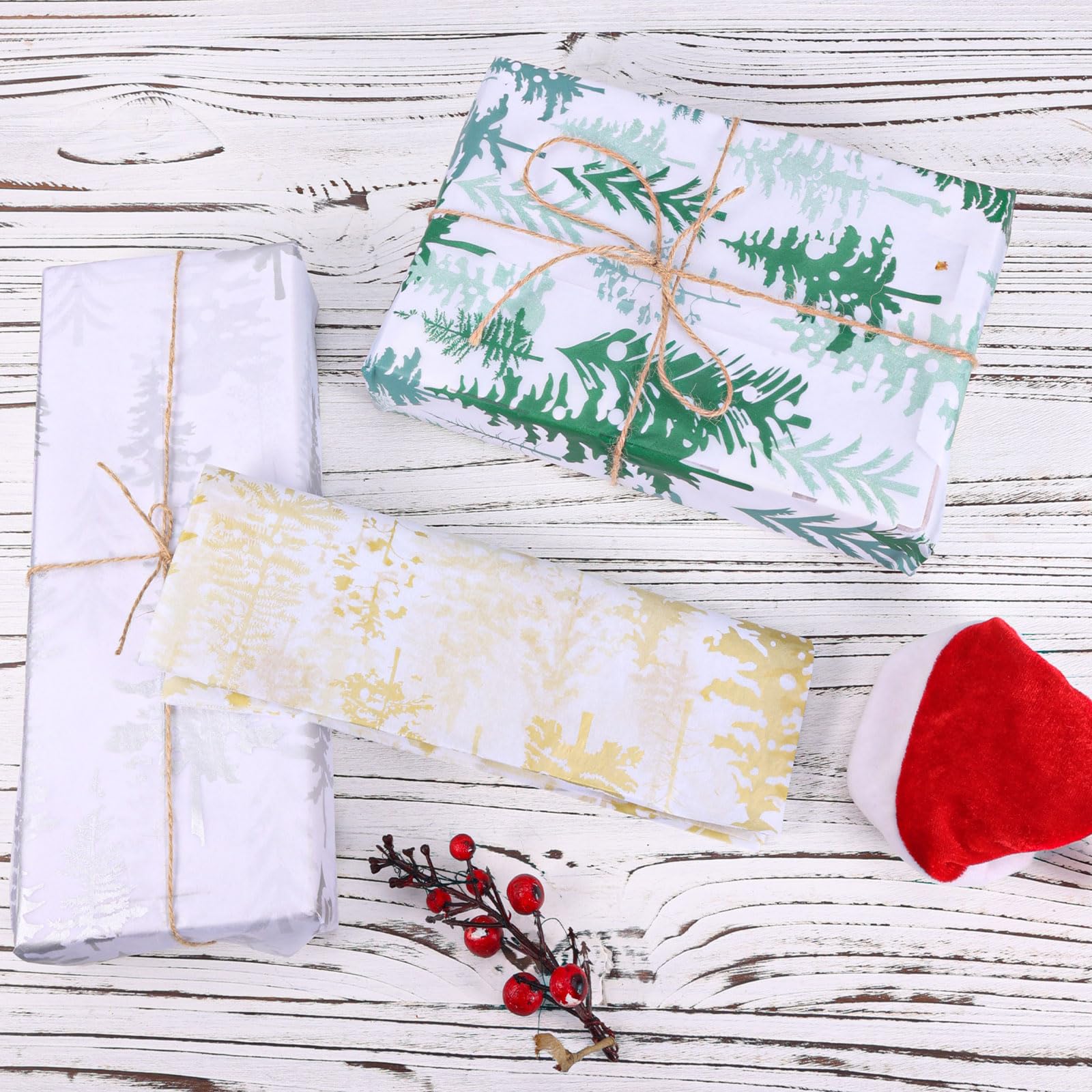 30st Seidenpapier Winter, 50x35cm Pinie Tannenbaum Seidenpapier für Geschenktüten Geschenkpapier aus Seidenpapier zum Verpacken von Weihnachten Hochzeiten Geburtstagen Partys Basteln Kunst