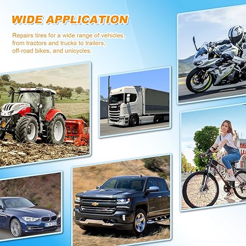 Miniatura 7 de 90 parches de neumáticos de 1.260 in1.654 in2.283 in con rodillo de parche de neumáticos, kit de reparación de parches de tubo, kit de parche de