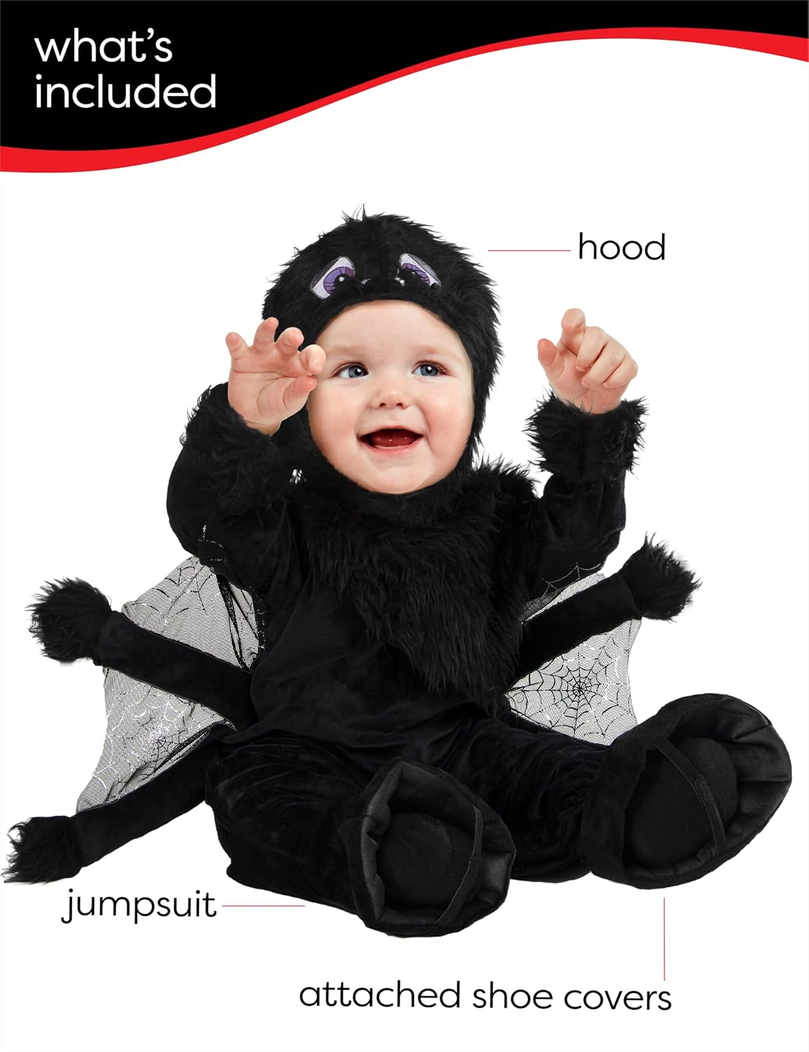 Rubies baby-boys Spider Costume Jumpsuit, Booties, and Hood