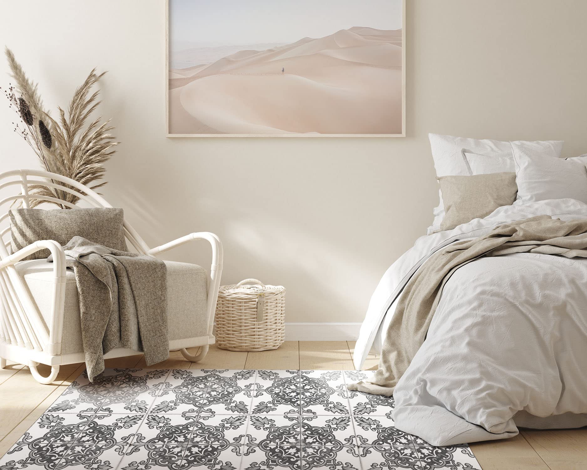 Panorama Tapis Vinyle - Modèle Carreaux Ciments Cordoue Gris 80x250 cm - Différentes Tailles - Deco Maison, Cuisine, Chambre et Exterieur