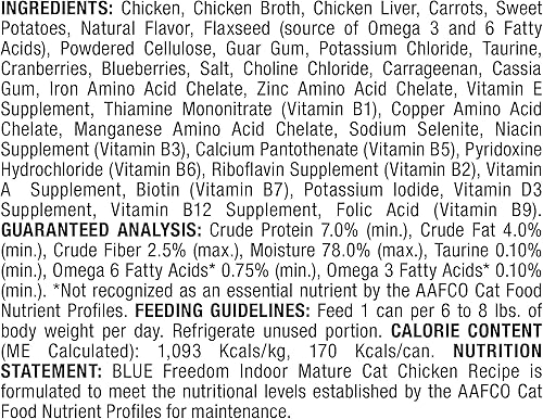 Miniatura 3 de Freedom by Blue Buffalo Azul Buffalo Libertad Grano Libre Natural Interior Maduro Gato Seco Cat, Pollo (Paquete de 24)
