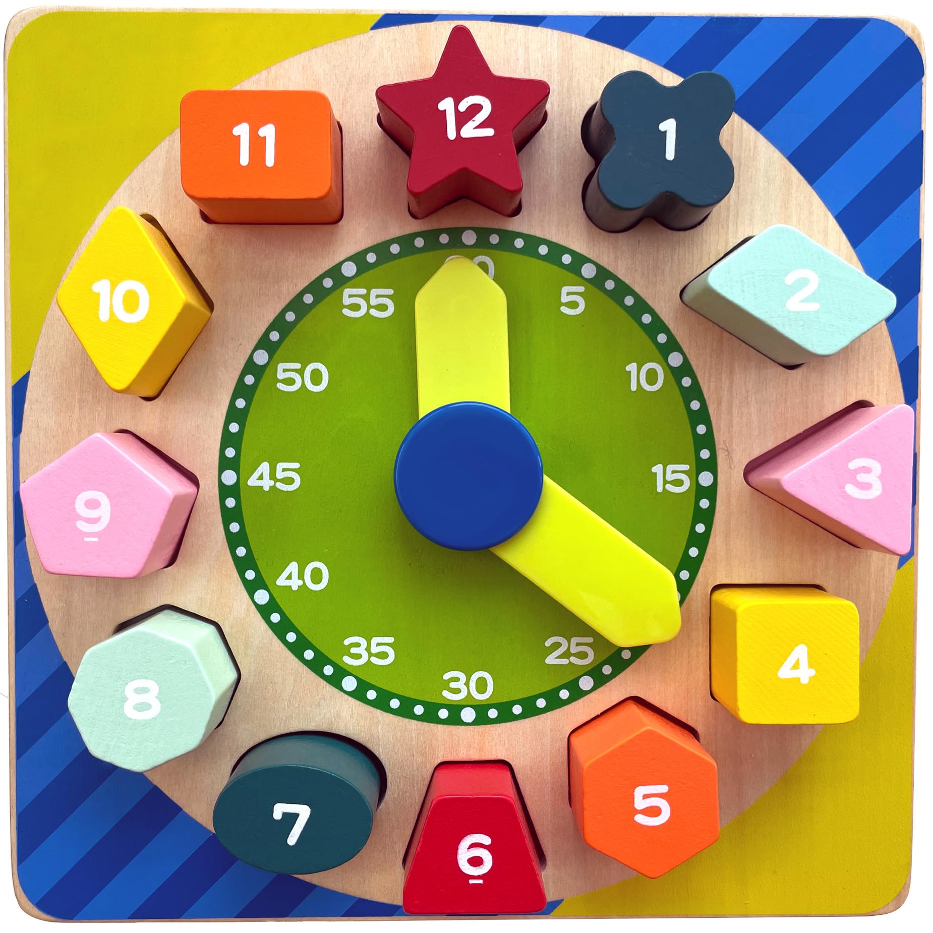 Orologio di Legno forma Smistatore di forme Puzzle giocattolo che insegna il tempo, il numero e le forme - Regali di Compleanno Educativi Montessori 18M+per Bambini