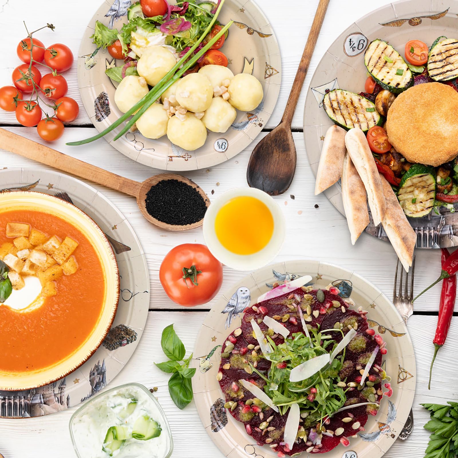 DANXIAN Wizard, set di stoviglie magiche Wizard, piatti di carta per il compleanno dei bambini, decorazione per feste di compleanno, 20 ospiti