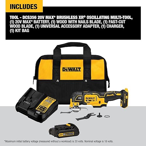 Miniatura 3 de DEWALT Kit de herramientas oscilantes MAX XR de 20 V con cuchillas, multiherramienta inalámbrica sin escobillas de 3 velocidades, hasta 20,000 OPM,