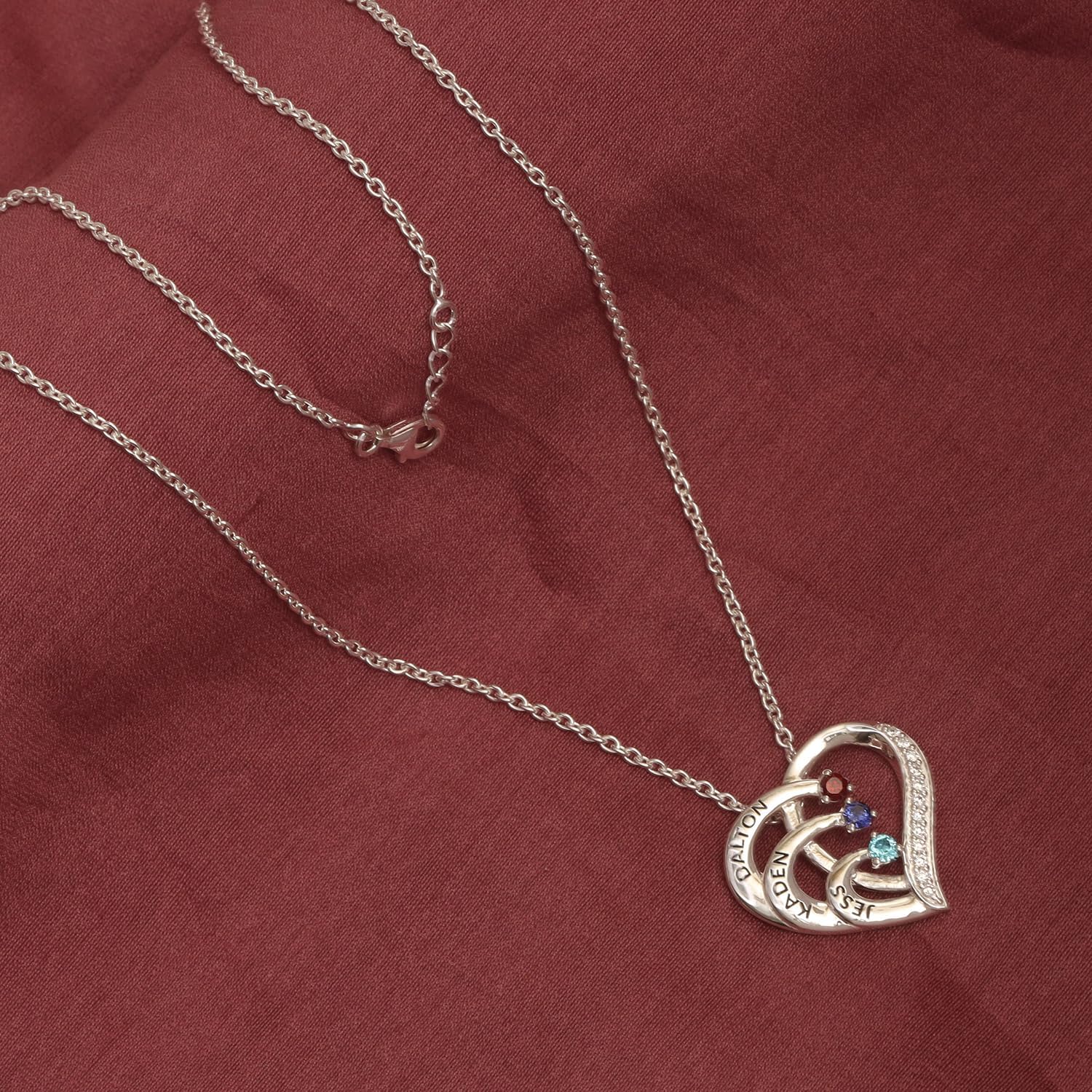 LeCalla Women's Personalized Name Pendant Necklace | Customized Name with Birthstone Necklace Pendant for Women | Customized Jewelry Gift for Mom Wife