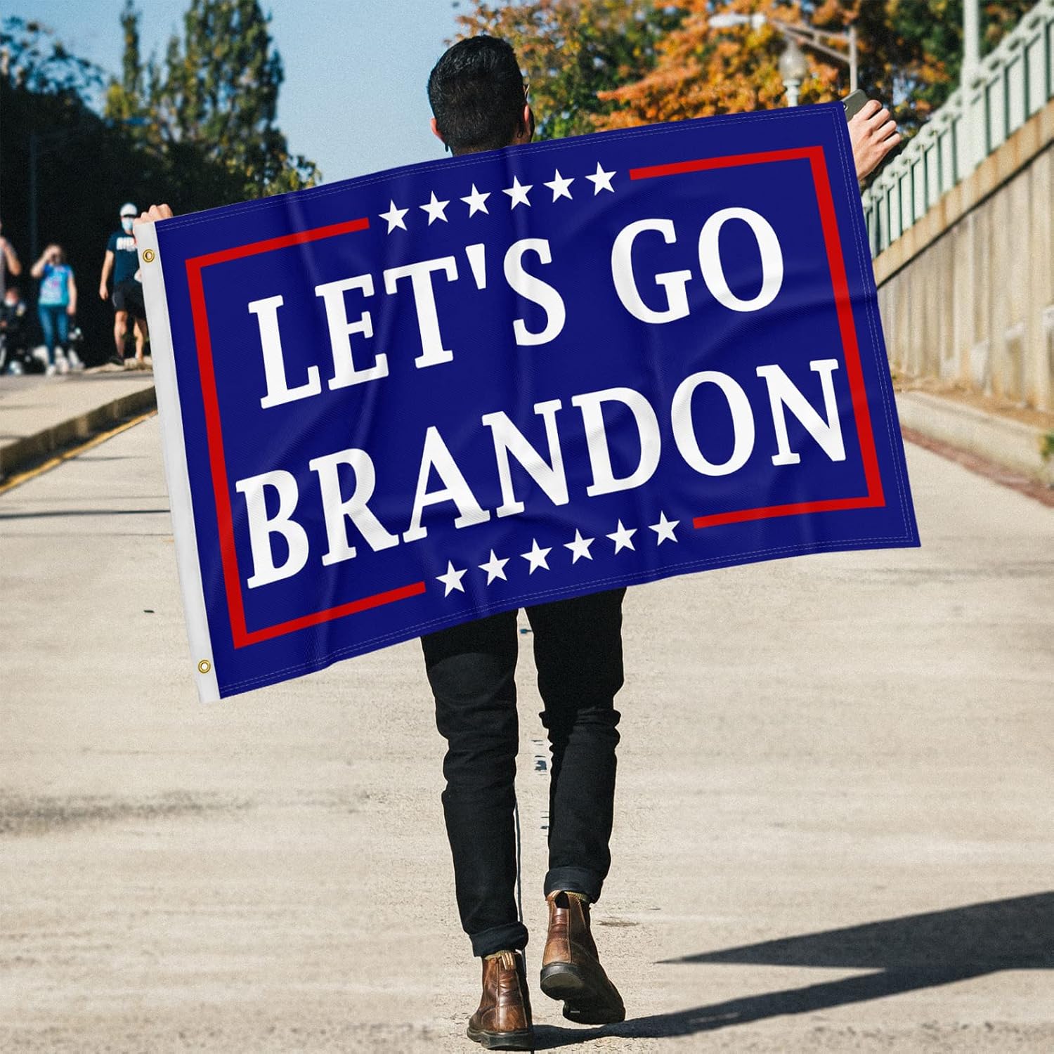 Lets Go Brandon 3x5 FT Flag Double Sided Indoor Outdoor Double Stitched Polyester Flag With 2 Grommets-Both Side Can Be Read : Patio, Lawn & Garden