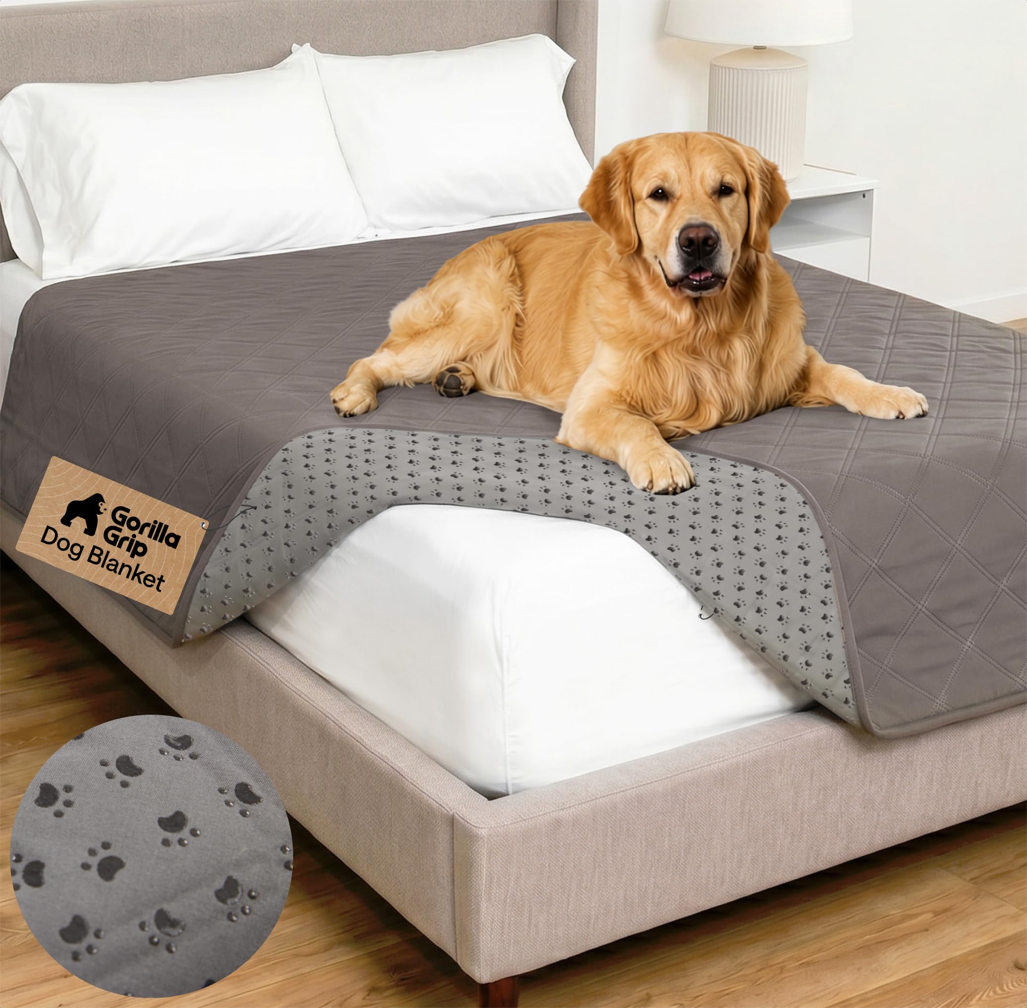 GORILLA GRIP® Waterproof Dog Blanket, Couch Cover for Dogs, 68x82 Charcoal