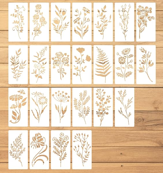 24 Pcs Flower Stencils for Painting