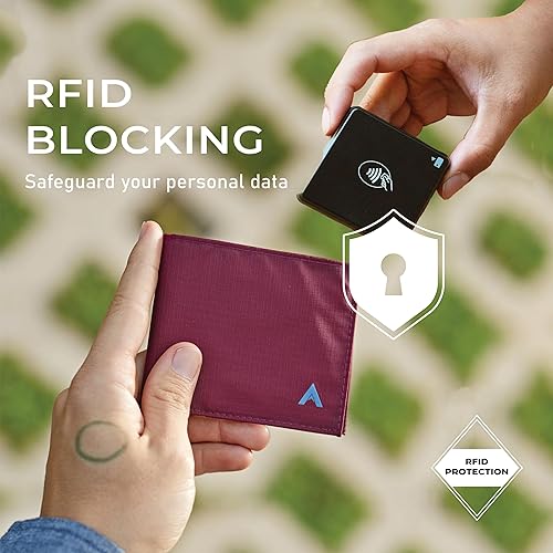 Miniatura 5 de Allett Cartera deportiva, morera, nailon, bloqueo RFID, plegable, delgada, minimalista, bolsillo frontal, capacidad para 2 a 10 tarjetas