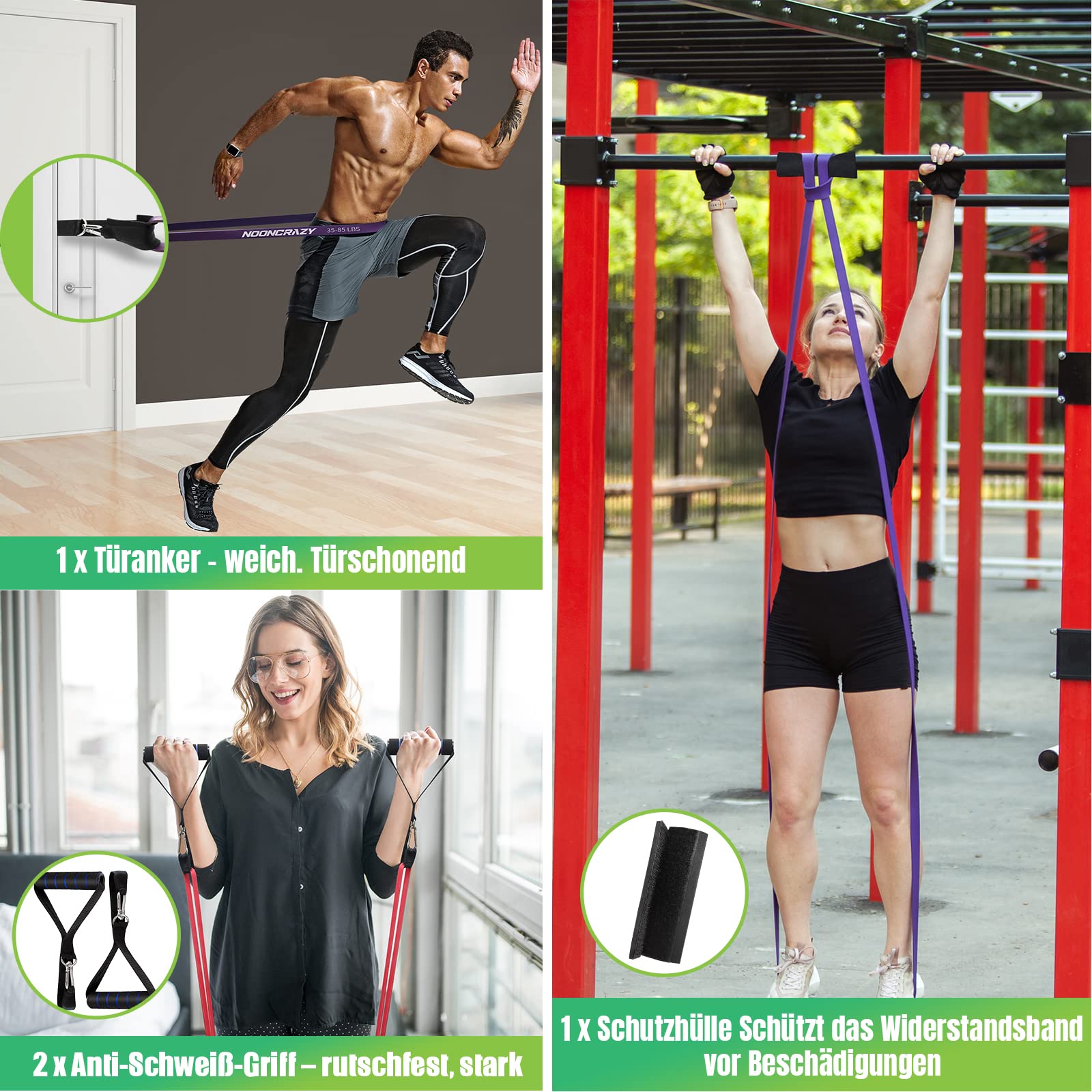 Resistance Bands, Verschiedene Ebenen Widerstandsbänder mit Türanker und Handgriffen, Fitnessbänder für Kraftraining, Training, Yoga für Männer und Frauen